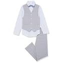 Van Heusen Boys' 4-piece Formal Dress Up Suit Vest Set, Vest, Pants, Collared Dress Shirt, and Tie