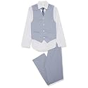 Van Heusen Boys' 4-piece Formal Dress Up Suit Vest Set, Vest, Pants, Collared Dress Shirt, and Tie