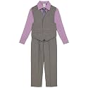 Van Heusen Boys' 4-piece Formal Dress Up Suit Vest Set, Vest, Pants, Collared Dress Shirt, and Tie