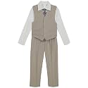 Van Heusen Boys' 4-piece Formal Dress Up Suit Vest Set, Vest, Pants, Collared Dress Shirt, and Tie