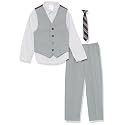 Van Heusen Boys' 4-piece Formal Dress Up Suit Vest Set, Vest, Pants, Collared Dress Shirt, and Tie