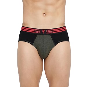 van heusen men briefs - cotton spandex - anti bacterial colour fresh moisture wicking_10010_olive melange w pure black_xxl