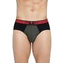 Van Heusen Men Briefs - Cotton Spandex - Anti Bacterial, Colour Fresh, Moisture Wicking_10010_Olive Melange W Pure Black_XXL
