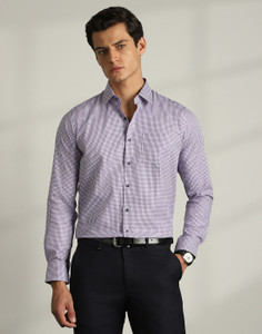 VAN HEUSEN Men Checkered Formal Purple Shirt