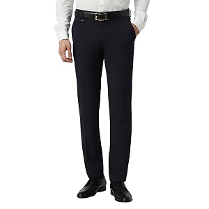 Van Heusen Men Navy Solid Slim Fit