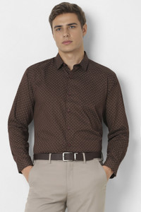 VAN HEUSEN Men Printed Party Brown Shirt