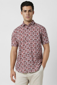 VAN HEUSEN Men Printed Party Maroon Shirt