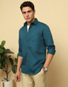 VAN HEUSEN Men Solid Casual Green Shirt