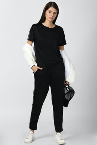 van heusen regular fit women black trousers