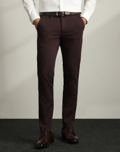 VAN HEUSEN Slim Fit Men Maroon Trousers