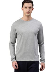 VAN HEUSEN Solid Men Round Neck Grey