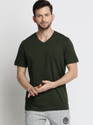 VAN HEUSEN Solid Men V Neck Green
