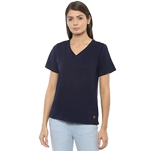 Van Heusen Womens Solid Regular Fit T-Shirt