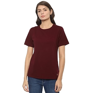 Van Heusen Womens Solid Regular Fit T-Shirt
