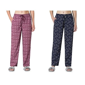 van heusen womens printed lounge pants  drawstrings amp side pockets  ultra soft fabric  relaxed fit  at home pyjamas  everyday comfort  printed  style 55306  available in pack of 1 amp 2