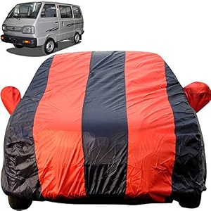 vanomni dustproof car cover with mirror pockets red blue stripes taffeta polystertriple stitched compatible with maruti vanomni car cover all models vanomni car accessories
