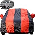 Van/Omni Dustproof Car Cover with Mirror Pockets, Red Blue Stripes, Taffeta Polyster,Triple Stitched, Compatible with Maruti Van/Omni Car Cover (All Models), Van/Omni Car Accessories