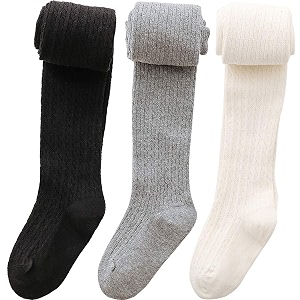 vanberfia baby girls tights cable knit leggings stockings cotton 3 pack pantyhose infants toddlers 2-8t