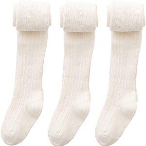 vanberfia baby girls tights cable knit leggings stockings cotton 3 pack pantyhose infants toddlers 2-8t