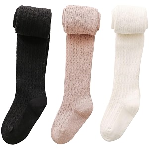 vanberfia baby girls tights cable knit leggings stockings cotton 3 pack pantyhose infants toddlers 2-8t