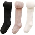 vanberfia Baby Girls Tights Cable Knit Leggings Stockings Cotton 3 Pack Pantyhose Infants Toddlers 2-8T