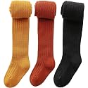 vanberfia Knit Baby Girls Tights: Cable Knit Cotton Warm Footed Leggings