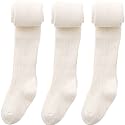 vanberfia Knit Baby Girls Tights: Cable Knit Cotton Warm Footed Leggings