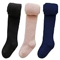 vanberfia Knit Baby Girls Tights: Cable Knit Cotton Warm Footed Leggings
