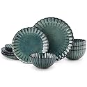 vancasso 12 Pieces Dinnerware Sets for 4, Ceramic Plates and Bowls Sets