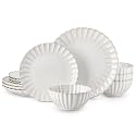 vancasso 12 Pieces Dinnerware Sets, Ceramic Plates and Bowls Sets for 4