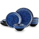 vancasso 12 Pieces Plates and Bowls Sets, Ceramic Dinnerware Sets for 4