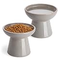 vancasso 2-Pack Extra Wide Elevated Cat Bowls, Ceramic Raised Cat Bowls