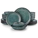 vancasso 24 Pieces Dinnerware Sets for 6, Ceramic Plates and Bowls Sets