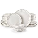 vancasso 24 Pieces Dinnerware Sets, Ceramic Plates and Bowls Sets for 6