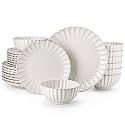 vancasso 24 Pieces Dinnerware Sets, Ceramic Plates and Bowls Sets for 8