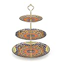 vancasso 3 Tier Porcelain Cupcake Stand, Tiered Seving Tray with Gold Rod