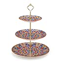 vancasso 3 Tier Porcelain Cupcake Stand, Tiered Seving Tray with Gold Rod