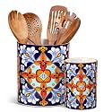 vancasso 7.3"+5.5" Utensil Holder, Porcelain Utensil Holder for Countertop
