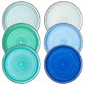 vancasso Bonita 8.5 inch Salad Plates, Ceramic Small Dinner Plates Set, Dessert Plates Set of 6, Microwave,Oven and Dishwasher Safe, Blue