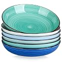 vancasso Bonita Pasta Bowls Set of 6, 50oz Large Salad Bowls for Kitchen, Stoneware Serving Bowls Dishwasher &amp; Microwave Safe, Blue Bowl Set
