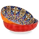 vancasso Large Serving Bowls, 78 Oz Extra Large Salad Bowls Set of 2, Bohemian Decorative Bowls for Salad, Fruit, Pasta and Dinner, Serving Dishes Set for Party, Dishwasher & Microwave Safe－02, Red