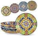 vancasso Pasta Bowls Set of 4, 42oz Ceramic Serving Bowls,Boho Pasta Plates