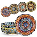 vancasso Pasta Bowls Set of 4, 42oz Ceramic Salad Serving Bowls, Bohemian