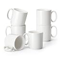 vancasso Porcelain Coffee Mugs Set of 6, 16 oz Coffee Cups for Latte, Cappuccino, Tea & Hot Cocoa, Modern Minimalist Mug Set for Home & Office, Microwave & Dishwasher Safe, White