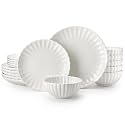 vancasso Porcelain Dinnerware Sets for 6, 18 Pieces Plates and Bowls Sets