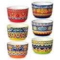 vancasso Ramekins 6 oz Oven Safe, Bohemian Style Creme Brulee Ramekin Set of 6, Porcelain Souffle Dishes Pudding Custard Cups for Baking Ramiken Bowls for Ice Cream