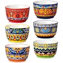 vancasso Ramekins 8 oz Oven Safe, Bohemian Style Creme Brulee Ramekin Set of 6, Porcelain Souffle Dishes Pudding Custard Cups for Baking Ramiken Bowls for Ice Cream