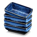 vancasso Stern 6 Oz Dipping Bowls, 4.5 Inches Ceramic Soy Sauce Dish, Rectangular Side Dishes, Small Appetizer Plates Set of 4
