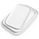vancasso Stern Serving Platters Set of 3, 11/13/ 15 Inches Rectangular Ceramic Serving Plates, White Serving Trays for Entertaining