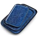 vancasso Stern Serving Platters Set of 3, 15/13/ 11 Inches Rectangular Serving Plates, Blue Serving Trays for Entertaining, Party